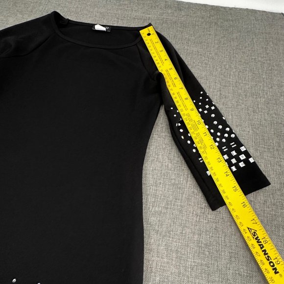 Venus Black Dress‎ Silver Studs Size XS Round Neck Viscose Polyester Elastan - Picture 6 of 12